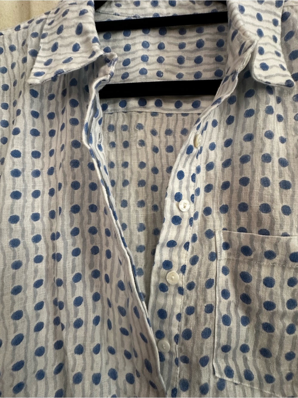 Alice Walk Blue and White Linen Dot Dress